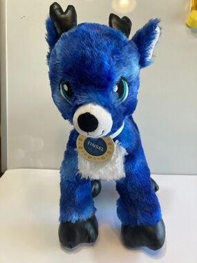 Build A Bear Workshop Tinsel The Reindeer 16" Plush Stuffed Animal Blue BAB